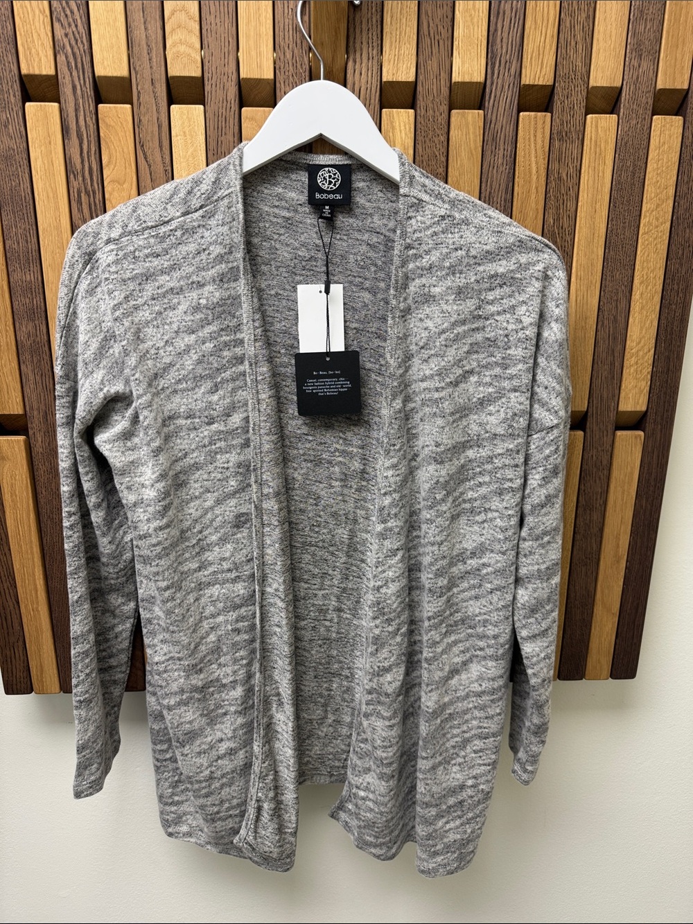 NWT Bobeau Grey Zebra Stripe Open Front Cardigan, size M - Picture 2 of 6
